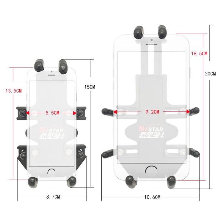 N-STAR NJN002 Motorcycle Metal Aluminum Alloy Universal Anti-Theft Mobile Phone Bracket, NJN002(T-shaped Ball Head Installation)