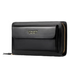 LEINASEN A82 Handbag Men Business Clips Long Big Capacity Casual Multi-Card Zipper, Black, Brown