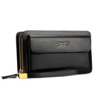 LEINASEN A82 Handbag Men Business Clips Long Big Capacity Casual Multi-Card Zipper, Black, Brown Black