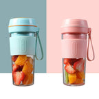 FS1300 Mini Juicer Home Portable Cooking Machine Student Juice Cup Juicer, Cherry Blossom Double Blade, Gem Blue Four Blade, Cherry Blossom Four Blade