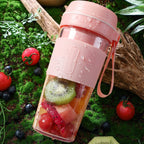 FS1300 Mini Juicer Home Portable Cooking Machine Student Juice Cup Juicer, Cherry Blossom Double Blade, Gem Blue Four Blade, Cherry Blossom Four Blade