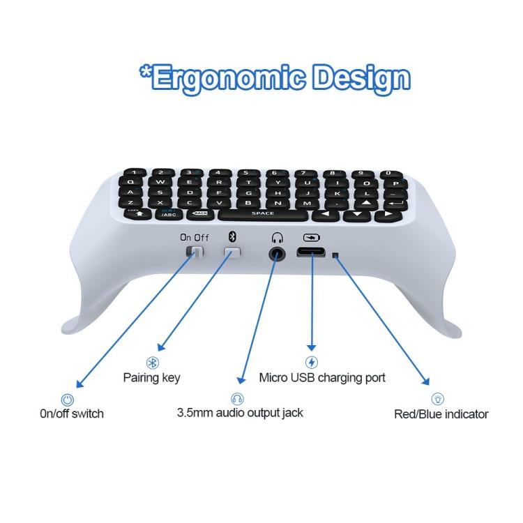 JYS-P5121 Bluetooth Wireless Handle Keyboard Can Chat Voice External Keyboard Suitable For PS5, Note: Without Handle, JYS-P5121 (Grey) – Bluetooth