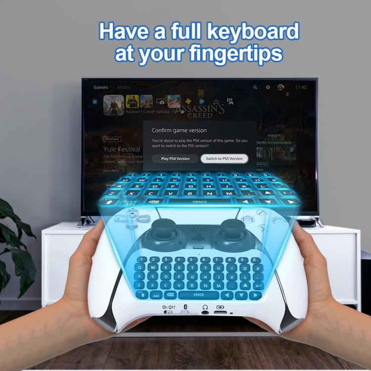 JYS-P5121 Bluetooth Wireless Handle Keyboard Can Chat Voice External Keyboard Suitable For PS5, Note: Without Handle, JYS-P5121 (Grey) – Bluetooth