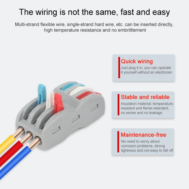 SPL-2 2 In 3 Out Colorful Quick Line Terminal Multi-Function Dismantling Wire Connection Terminal, SPL-2 2 In 3 Out, SPL-3 3 In 3 Out, SPL-42 2 In 4 Out, SPL-62 2 In 6 Out, SPL-63 3 In 6 Out, SPL-93 3 In 9 Out, LT-624 2 In 4 Out, LT-626 2 In 6 Out     ...