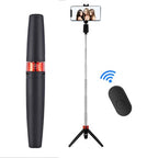 Bluetooth Selfie Stick Integrated Video Broadcasting Tripod Selfie Stick, Black, White Black