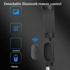 Bluetooth Selfie Stick Integrated Video Broadcasting Tripod Selfie Stick, Black, White