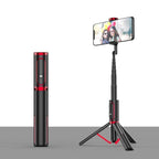 Bluetooth Selfie Stick with Tripod Multi-function Gimbal Mobile Phone Fill Light Live Support, Passion Red, Black, Girl Powder, White Gold Passion Red