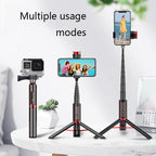 Bluetooth Selfie Stick with Tripod Multi-function Gimbal Mobile Phone Fill Light Live Support, Passion Red, Black, Girl Powder, White Gold