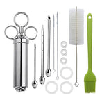 Stainless Steel Spice Syringe Barbecue Tool Turkey Needle Set, 14 in 1 (Green), 14 in 1 (Black), 14 in 1 (Blue), 14 in 1 (Orange), 14 in 1 (Gem Green), 14 in 1 (White Orange) 14 in 1 (Green) Green