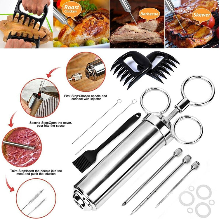 Stainless Steel Spice Syringe Barbecue Tool Turkey Needle Set, 14 in 1 (Green), 14 in 1 (Black), 14 in 1 (Blue), 14 in 1 (Orange), 14 in 1 (Gem Green), 14 in 1 (White Orange)