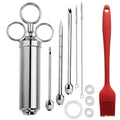 Stainless Steel Seasoning Steak Syringe Turkey Needle Set With Cleaning Silicone Brush, 11 in 1 (Red ), 11 in 1 (Black ), 11 in 1 (Blue), 11 in 1 (Green), 11 in 1 (Orange ), 11 in 1 (Yellow ), 11 in 1 (Yellow White) 11 in 1 (Red ) Red