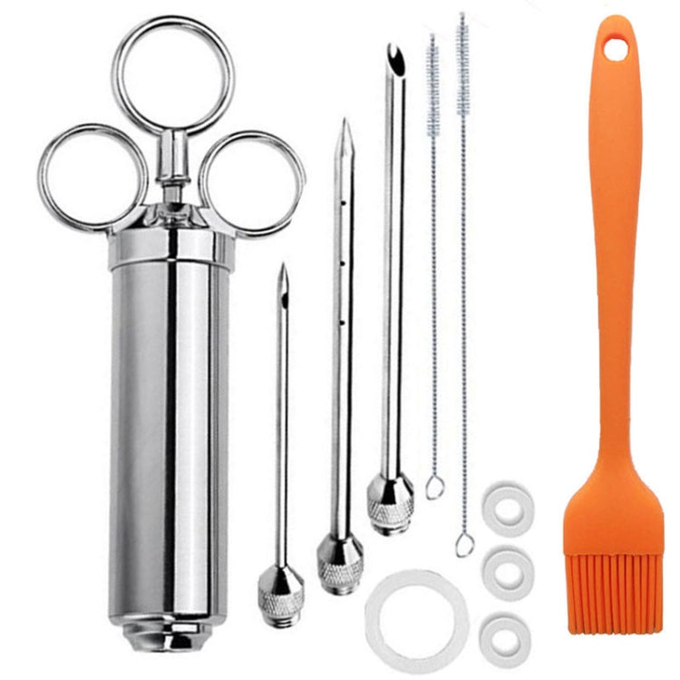 Stainless Steel Seasoning Steak Syringe Turkey Needle Set With Cleaning Silicone Brush, 11 in 1 (Red ), 11 in 1 (Black ), 11 in 1 (Blue), 11 in 1 (Green), 11 in 1 (Orange ), 11 in 1 (Yellow ), 11 in 1 (Yellow White) – Durable Build, Easy to Use 11 in 1 (Orange ) Orange