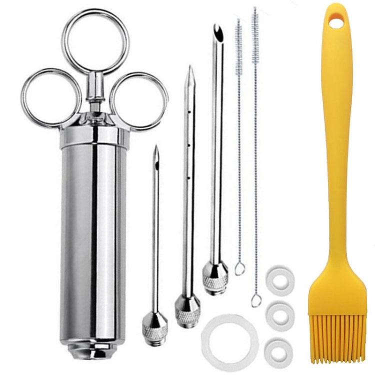 Stainless Steel Seasoning Steak Syringe Turkey Needle Set With Cleaning Silicone Brush, 11 in 1 (Red ), 11 in 1 (Black ), 11 in 1 (Blue), 11 in 1 (Green), 11 in 1 (Orange ), 11 in 1 (Yellow ), 11 in 1 (Yellow White) – Durable Build, Easy to Use 11 in 1 (Yellow ) Yellow