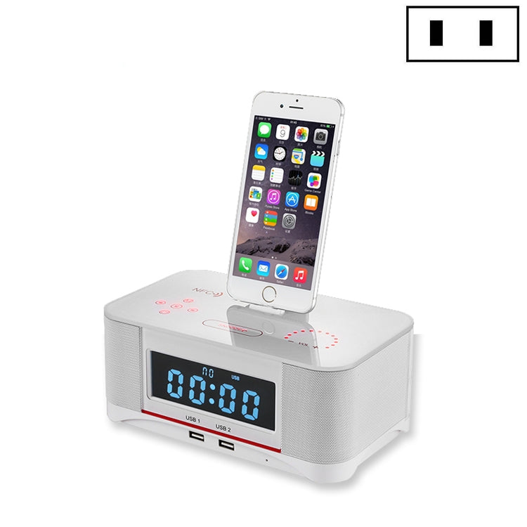 A8 Charging Base Audio NFC Bluetooth Speaker Alarm Clock, US Plug, UK Plug, EU Plug US Plug White