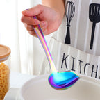 304 Stainless Steel Oil Spoon Thickened Soup Spoon Pouring Sauce Spoon, Soup Spoon (Silver), Soup Spoon (Magic Colorful), Soup Spoon (Golden), Soup Spoon (Rose Gold), Soup Spoon (Magic Red)