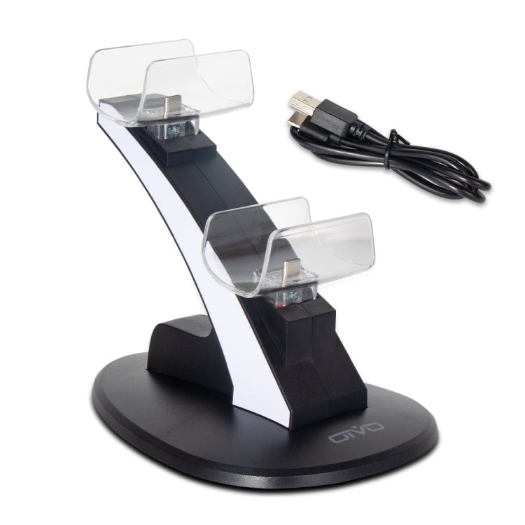 OIVO IV-P5234 Gamepad Aircraft Two-Seater Charger For PS5, White, Black – Electroplating Black