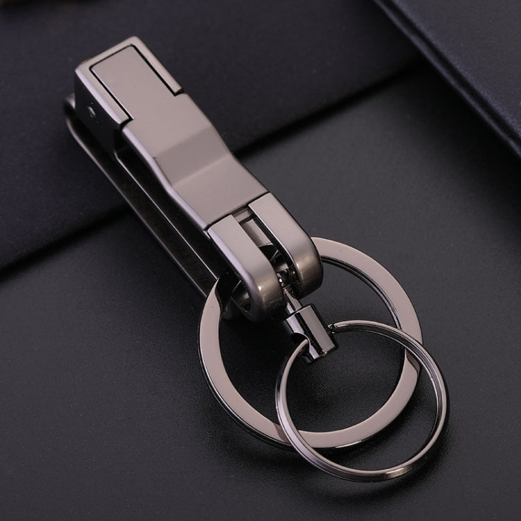 JOBON ZB-8782 Car Keychain Men Metal Anti-Lost Double Ring Detachable Keychain, ZB-8782 ZB-8782 Black Nickel