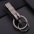 JOBON ZB-8782 Car Keychain Men Metal Anti-Lost Double Ring Detachable Keychain, ZB-8782 ZB-8782 Black Nickel