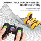 2.4G Remote Control Drift Roll Double-sided Stunt Car With Lights, Red, Blue