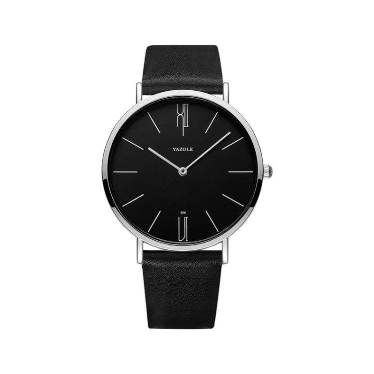 YAZOLE 506 Simple Large Scale Dial Men Business Quartz Watch, Silver Shell Black Tray Black Belt, Silver Shell White Tray Black Belt, Silver Shell Black Tray Brown Belt, Silver Shell White Tray Brown Belt, Black Shell Black Tray Black Belt... Silver Shell Black Tray Black Belt