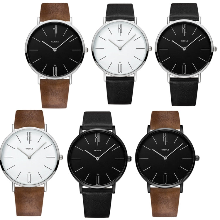 YAZOLE 506 Simple Large Scale Dial Men Business Quartz Watch, Silver Shell Black Tray Black Belt, Silver Shell White Tray Black Belt, Silver Shell Black Tray Brown Belt, Silver Shell White Tray Brown Belt, Black Shell Black Tray Black Belt...