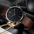 YAZOLE 506 Simple Large Scale Dial Men Business Quartz Watch, Silver Shell Black Tray Black Belt, Silver Shell White Tray Black Belt, Silver Shell Black Tray Brown Belt, Silver Shell White Tray Brown Belt, Black Shell Black Tray Black Belt...