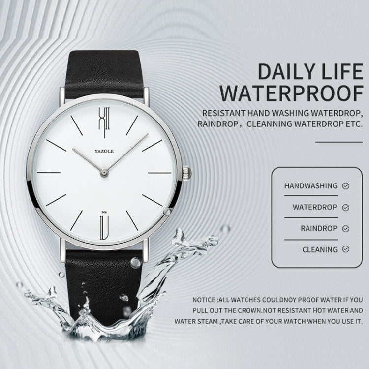 YAZOLE 506 Simple Large Scale Dial Men Business Quartz Watch, Silver Shell Black Tray Black Belt, Silver Shell White Tray Black Belt, Silver Shell Black Tray Brown Belt, Silver Shell White Tray Brown Belt, Black Shell Black Tray Black Belt...
