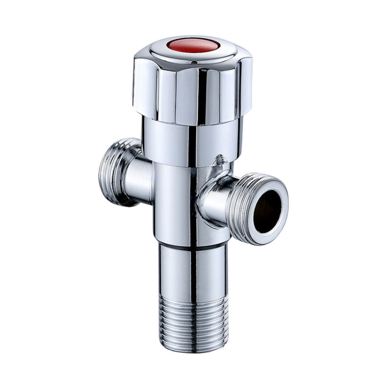 Stainless Steel Double Outlet Angle Valve Single Handle Double Control 1 In 2 Out Electroplating Wire Drawing Angle Valve, Plated, Drawing, Three Round Plated Cold Water, Three Round Plated Hot Water, Plum Wheel Plated Cold Water                       ... Plated