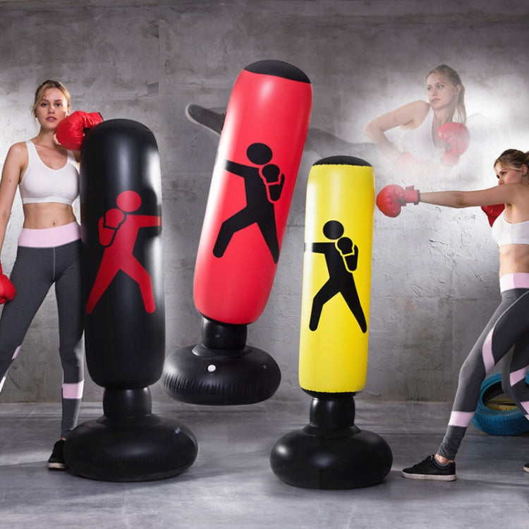 Thickened Fitness Adult Children Vertical Inflatable Non-Tumbler Boxing Column Inflatable Venting Angry Boxing Sandbag, 1.6m Red, 1.6m Black