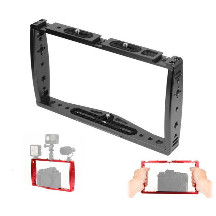 Diving Dual Handheld Grip Bracket Stabilizer Extension Phone Clamp Camera Rig Cage Underwater Case for GoPro HERO9 /8 /7, Red, Black, Red Bracket + Shutter, Black Bracket + Shutter – Aluminum Alloy Black