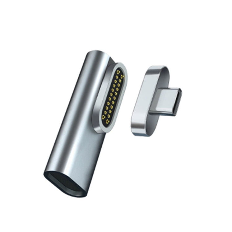 20 Pin Elbow Magnetic USB-C / Type-C Adapter Support Charging and 4K Video Transferring, Silver, Gray, Black – Magnetic, Aluminum Alloy, Data Transmission Gray