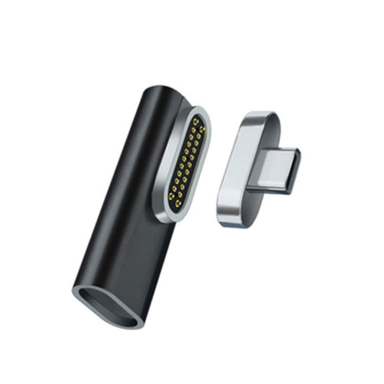 20 Pin Elbow Magnetic USB-C / Type-C Adapter Support Charging and 4K Video Transferring, Silver, Gray, Black – Magnetic, Aluminum Alloy, Data Transmission Black