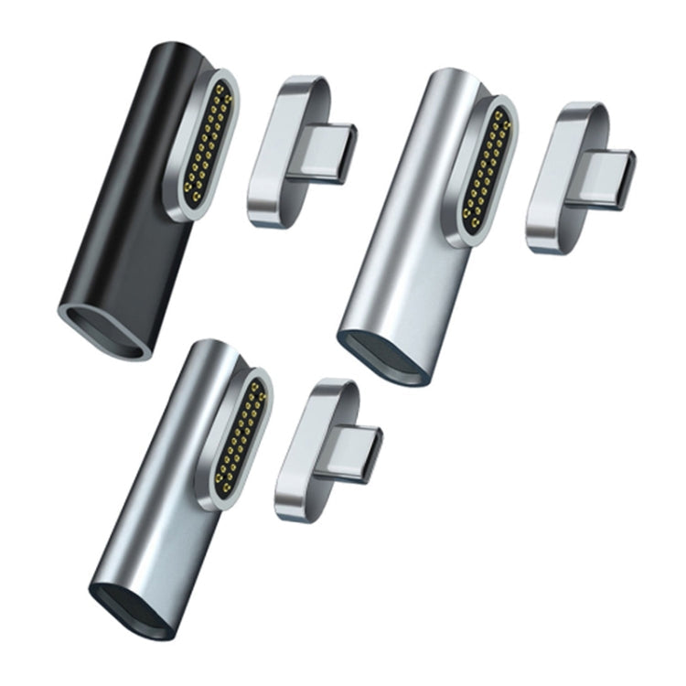 20 Pin Elbow Magnetic USB-C / Type-C Adapter Support Charging and 4K Video Transferring, Silver, Gray, Black – Magnetic, Aluminum Alloy, Data Transmission