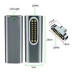 20 Pin Elbow Magnetic USB-C / Type-C Adapter Support Charging and 4K Video Transferring, Silver, Gray, Black – Magnetic, Aluminum Alloy, Data Transmission