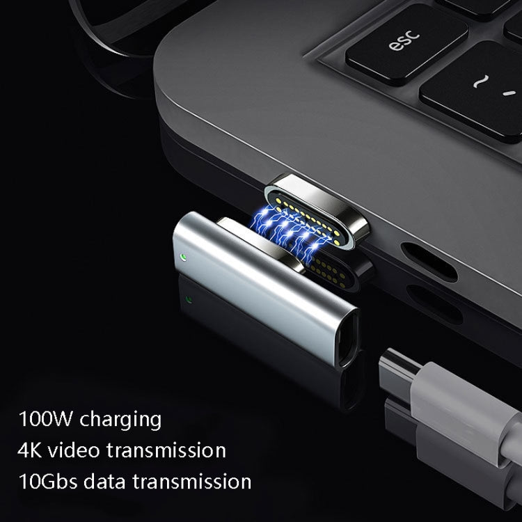 20 Pin Elbow Magnetic USB-C / Type-C Adapter Support Charging and 4K Video Transferring, Silver, Gray, Black – Magnetic, Aluminum Alloy, Data Transmission
