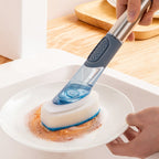 Kitchen Oil Dirty Pan Brush Can Add Detergent Sponge Brush Long Handle Cleaning Brush, Blue, Pink, Gray