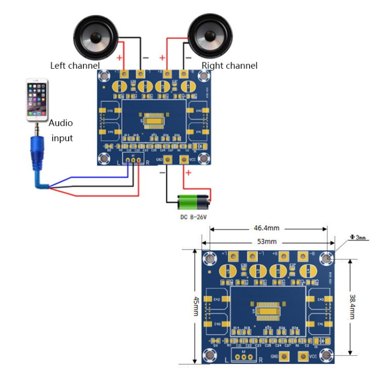 2 PCS XH-A232 Dual-Channel 20W High Power Digital Board MP3 Audio Power Amplifier Board Module, 20W Dual-channel MP3 Audio Amplifier