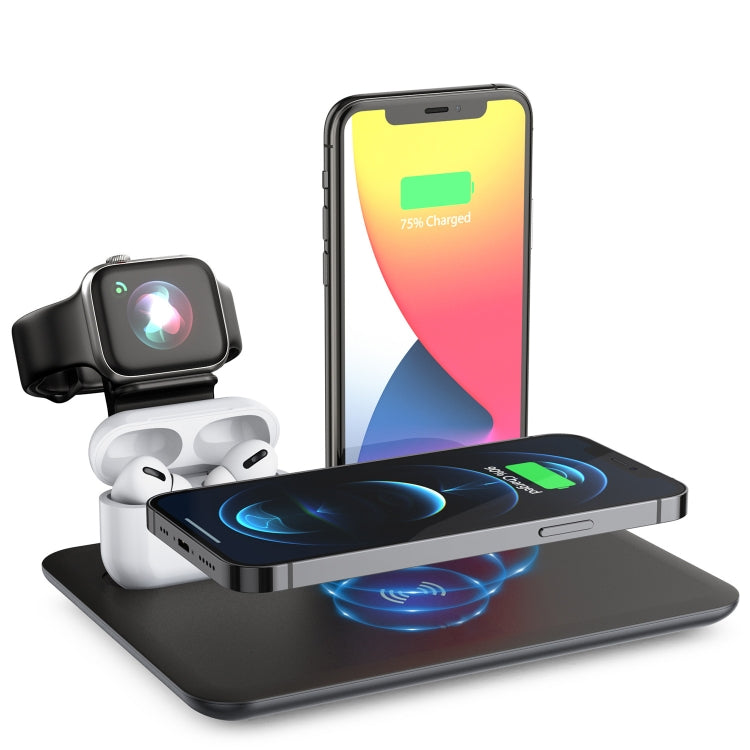 HQ-UD17 Wireless Charger – 4 in 1 Wireless Charger Phone Holder Charging Base for iPhone, iWatch,... HQ-UD17 Black