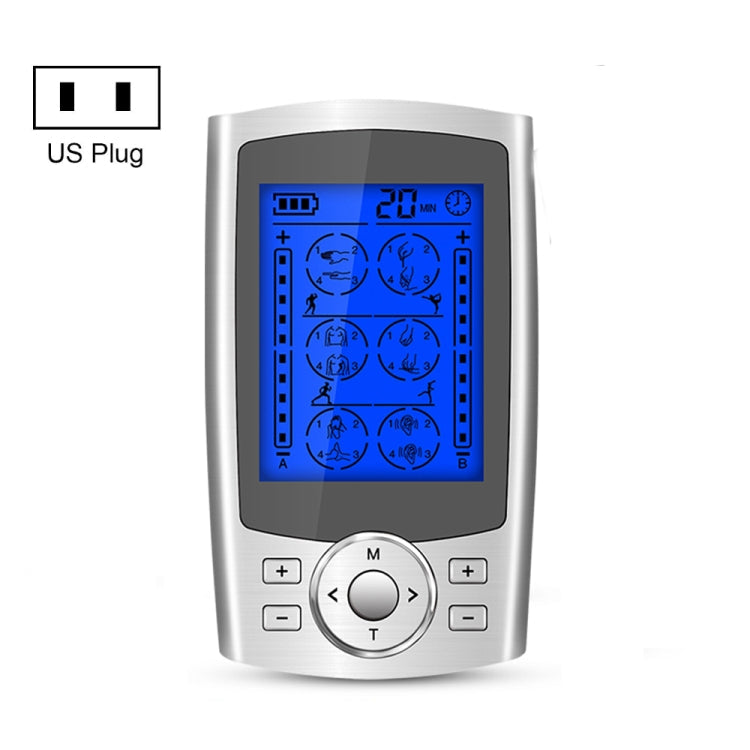 24-Mode Digital Electronic Pulse Massager Intelligent Whole Body Physical Therapy Meridian Massager, US Plug, EU Plug, AU Plug, UK Plug – TPU US Plug Silver