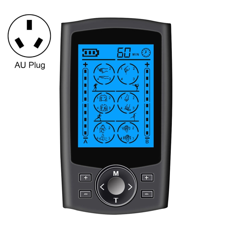 24-Mode Digital Electronic Pulse Massager Intelligent Whole Body Physical Therapy Meridian Massager, US Plug, EU Plug, AU Plug, UK Plug – TPU AU Plug Black