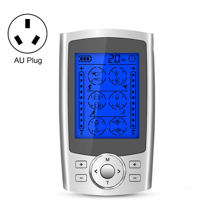24-Mode Digital Electronic Pulse Massager Intelligent Whole Body Physical Therapy Meridian Massager, US Plug, EU Plug, AU Plug, UK Plug – TPU AU Plug Silver