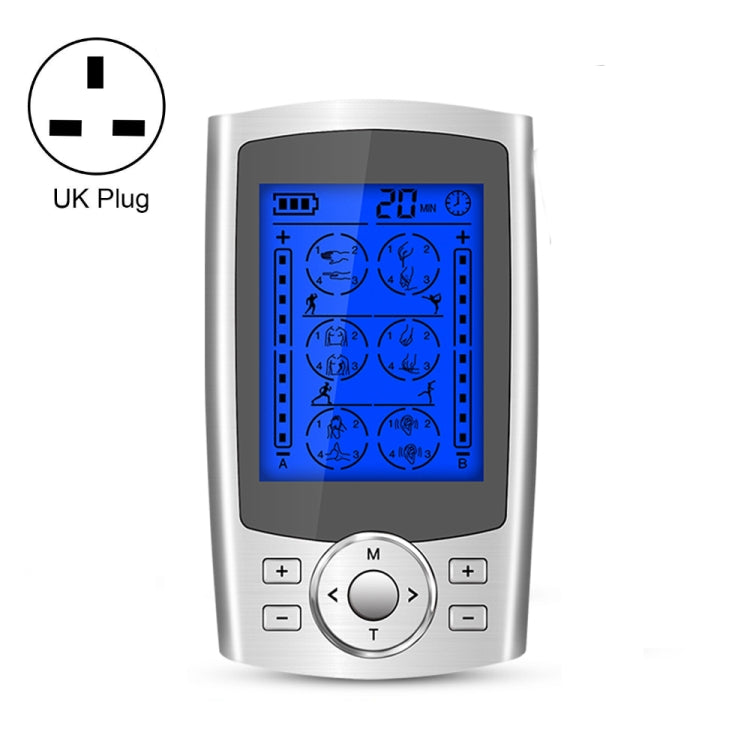 24-Mode Digital Electronic Pulse Massager Intelligent Whole Body Physical Therapy Meridian Massager, US Plug, EU Plug, AU Plug, UK Plug – TPU UK Plug Silver