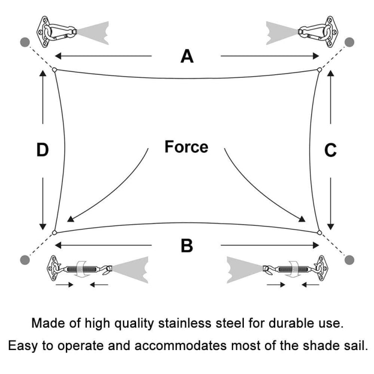 Shade Sail 304 Stainless Steel Accessories Outdoor Shade Flower Basket Screws Diamond Door Buckle, 18 PCS / M5 Set