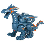 Electric Mechanical Dinosaur Toy Simulation Animal Toy Multifunctional Sound And Light Toy, Style:, Spray-Blue, Spray-Dark Black, No Spray-Gray, No Spray-Green Spray-Blue