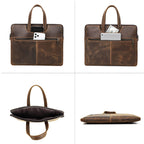 CONTACTS FAMILY CF3010 Crazy Horse Leather Multifunctional Laptop Handbag For Macbook Pro 16 Inch, For Macbook Pro 16 Inch