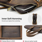 CONTACTS FAMILY CF3010 Crazy Horse Leather Multifunctional Laptop Handbag For Macbook Pro 16 Inch, For Macbook Pro 16 Inch