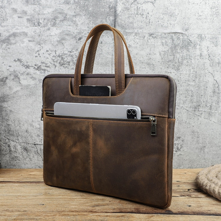 CONTACTS FAMILY CF3010 Crazy Horse Leather Multifunctional Laptop Handbag For Macbook Pro 16 Inch, For Macbook Pro 16 Inch