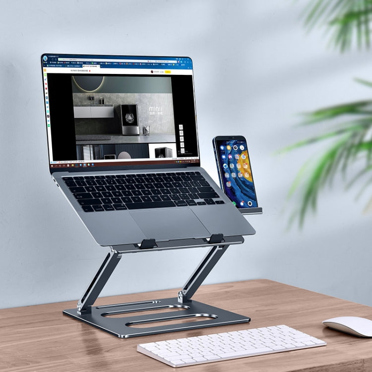 Oatsbasf Z08 Metal Notebook Support Adjustable Desktop Increase Notebook Stand, Silver, Gray – Aluminum Alloy, Non-slip