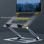 Oatsbasf Z08 Metal Notebook Support Adjustable Desktop Increase Notebook Stand, Silver, Gray – Aluminum Alloy, Non-slip