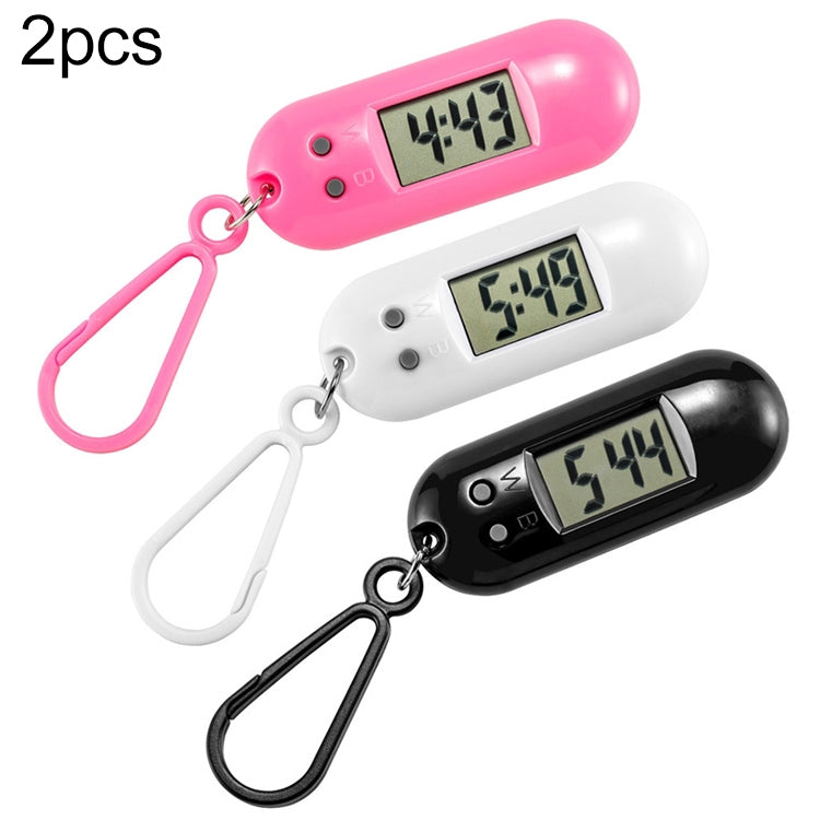 2 PCS Y01 Student Exam Electronic Watch Backpack Hanging Watch with Keychain, Random Color Delivery, Style: Round Sleek, Round Sleek, Triangle Round Sleek